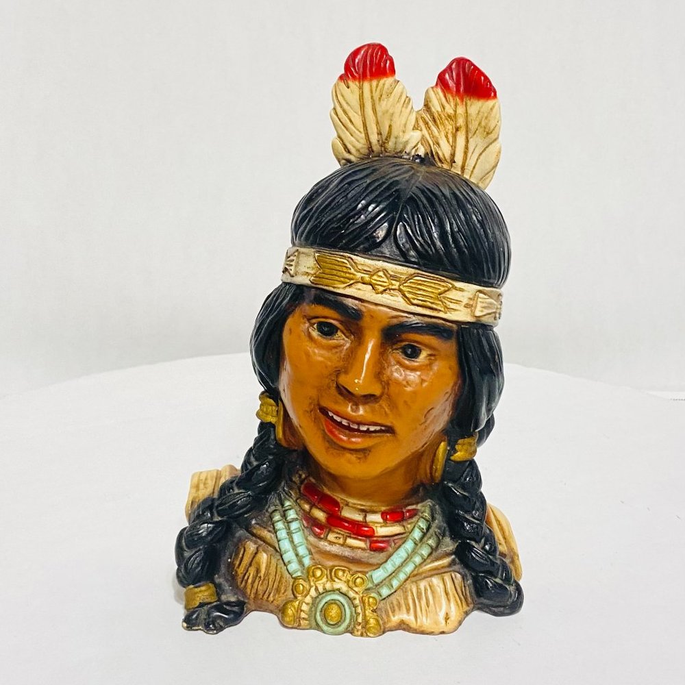 1974 VTG Native American Indian Head Bust Universal Statuary Chicago Corp #605